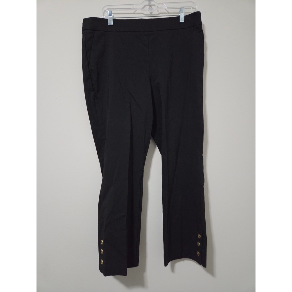 Counterparts‎ Womens Black Pull On Ankle Pants Gold Button Hem Size L 11750232HA